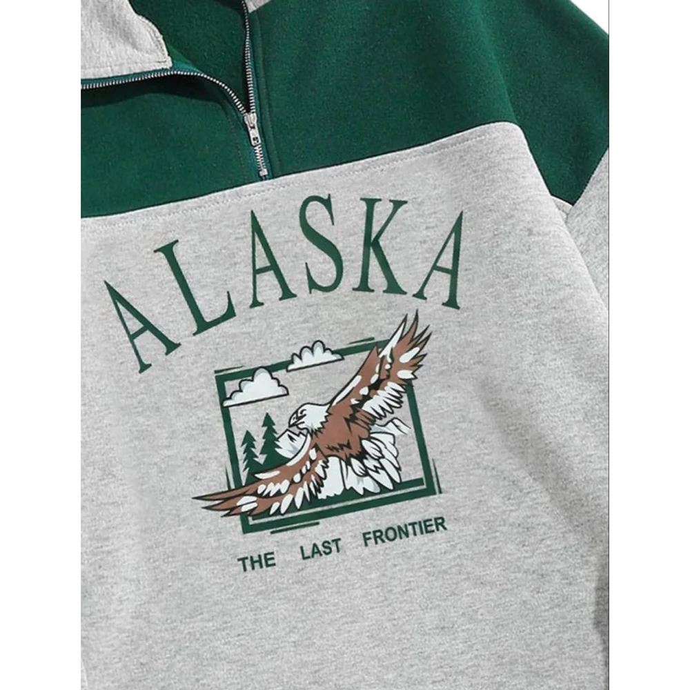 NEW ZAFUL Men's Embroidered Alaska 1/4 Zip Fleece Pullover Sweatshirt 2X